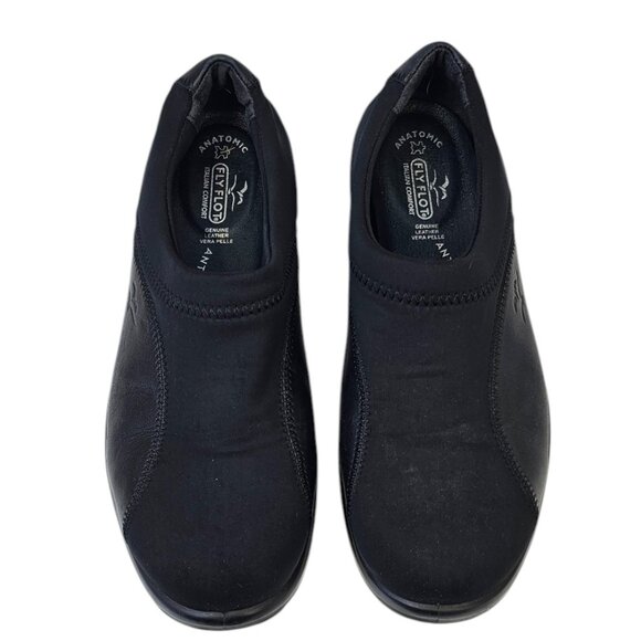 FlyFlot Womens Willow Slip On Sneaker, Black, Lycra, Leather, Comfort, Size 39/8 - Picture 8 of 9